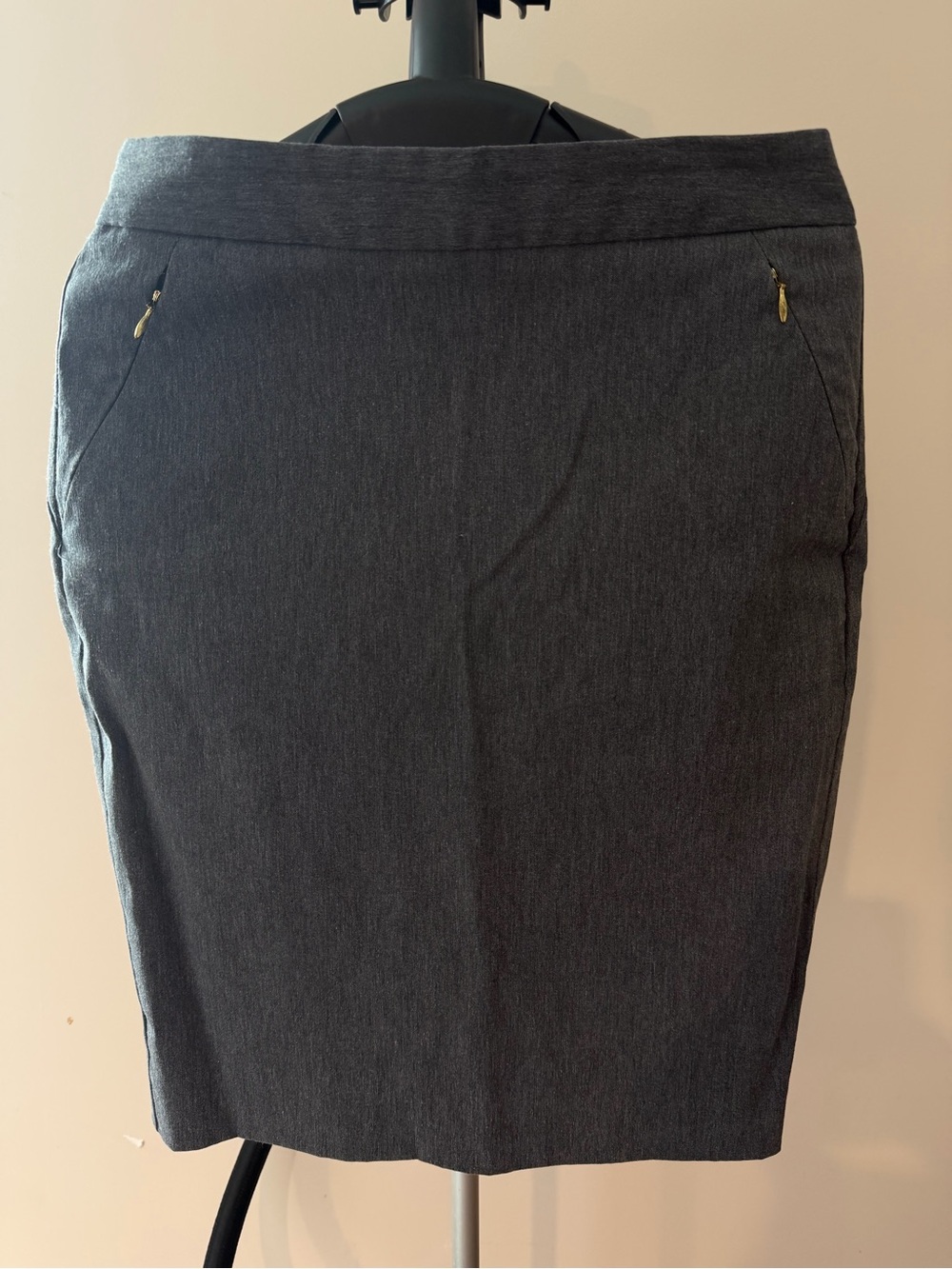 The Limited Charcoal Gray Pencil Skirt with Zip-Pocket Detail